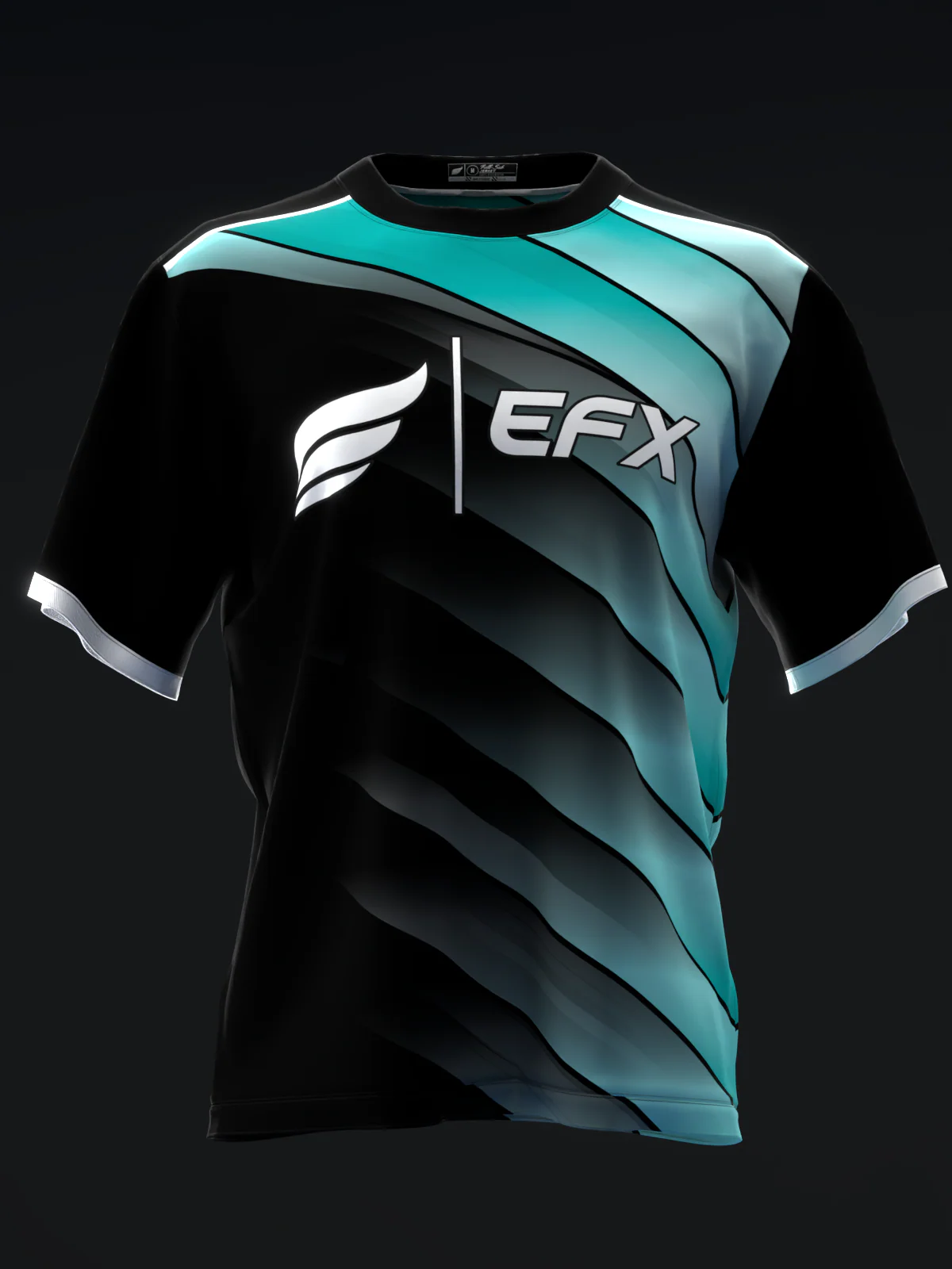 Abstract Grid - Black Teal - Bowling Jersey - Image 2