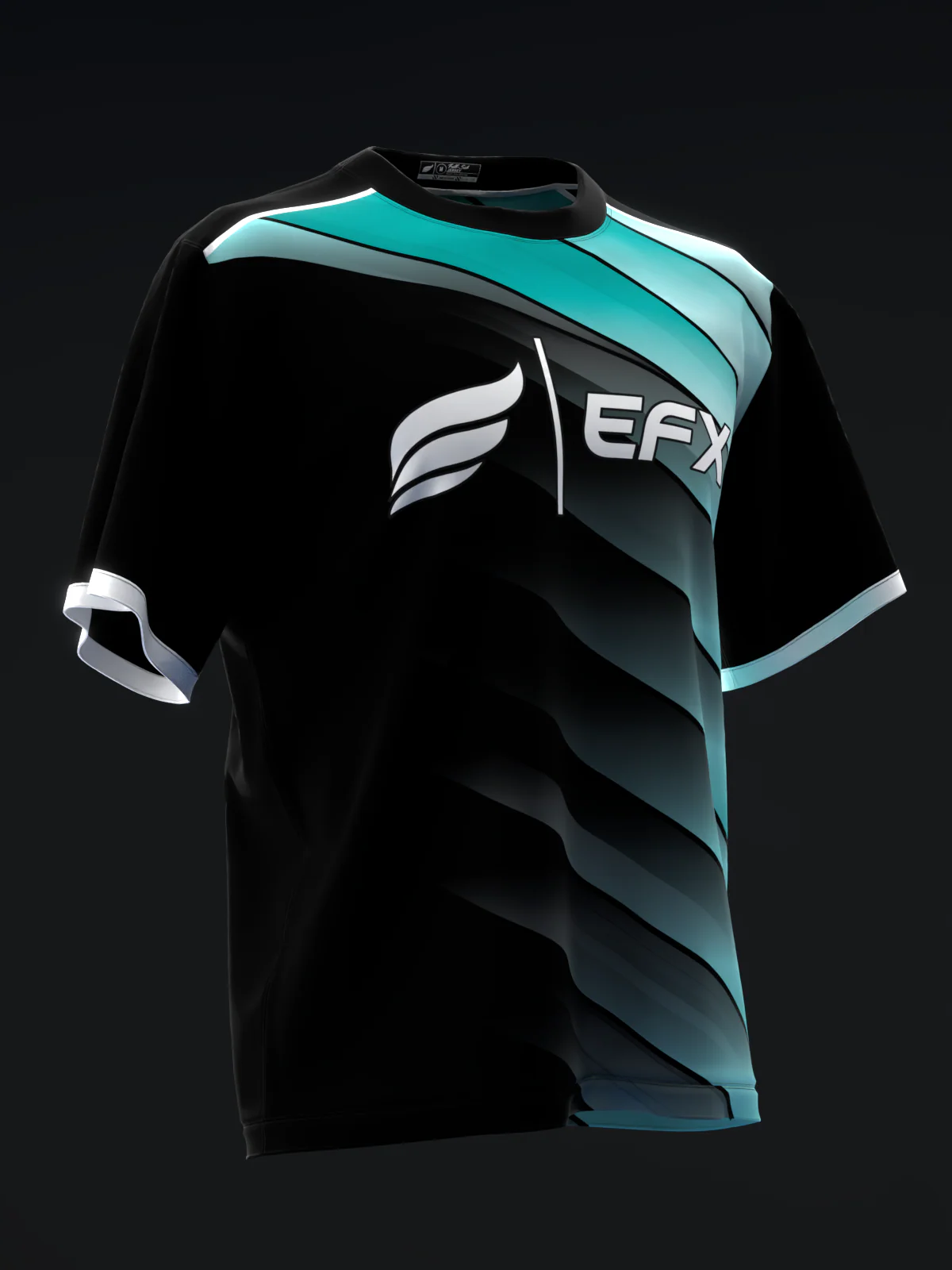 Abstract Grid - Black Teal - Bowling Jersey - Image 3