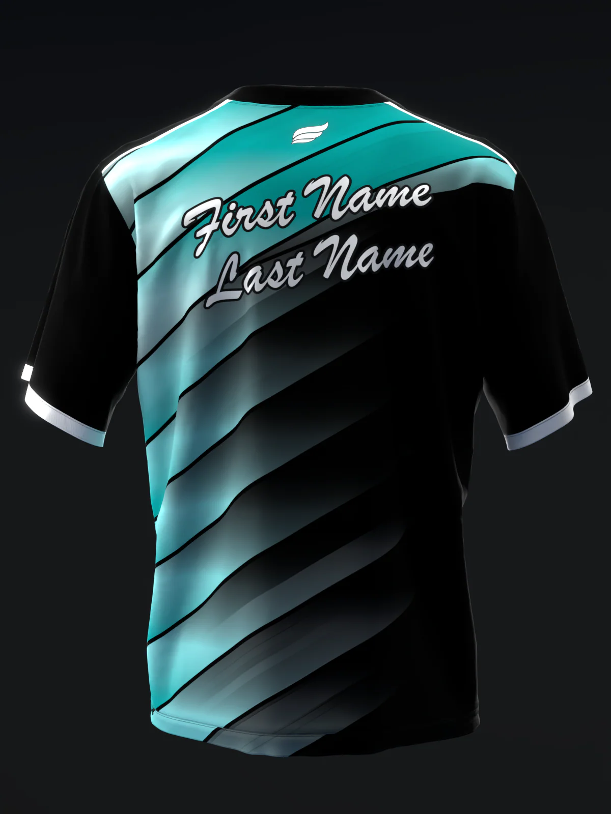 Abstract Grid - Black Teal - Bowling Jersey - Image 5
