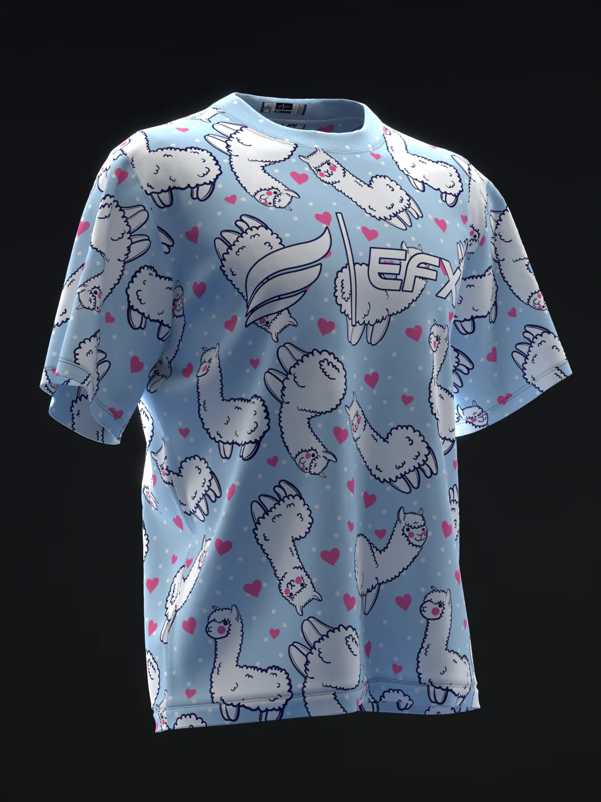 Alpaca Hearts - Blue - Bowling Jersey - Image 3