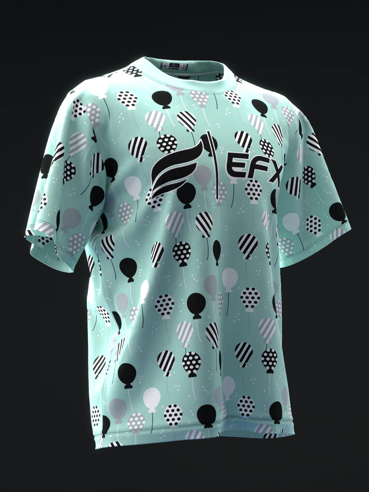 Balloons - Teal Black - Bowling Jersey - Image 3