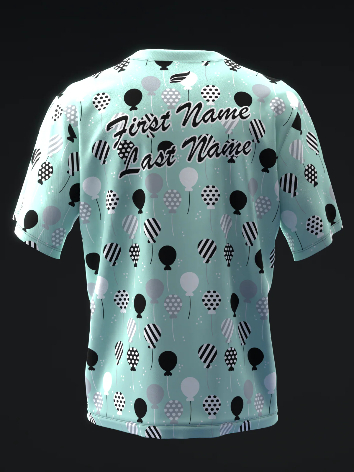Balloons - Teal Black - Bowling Jersey - Image 5