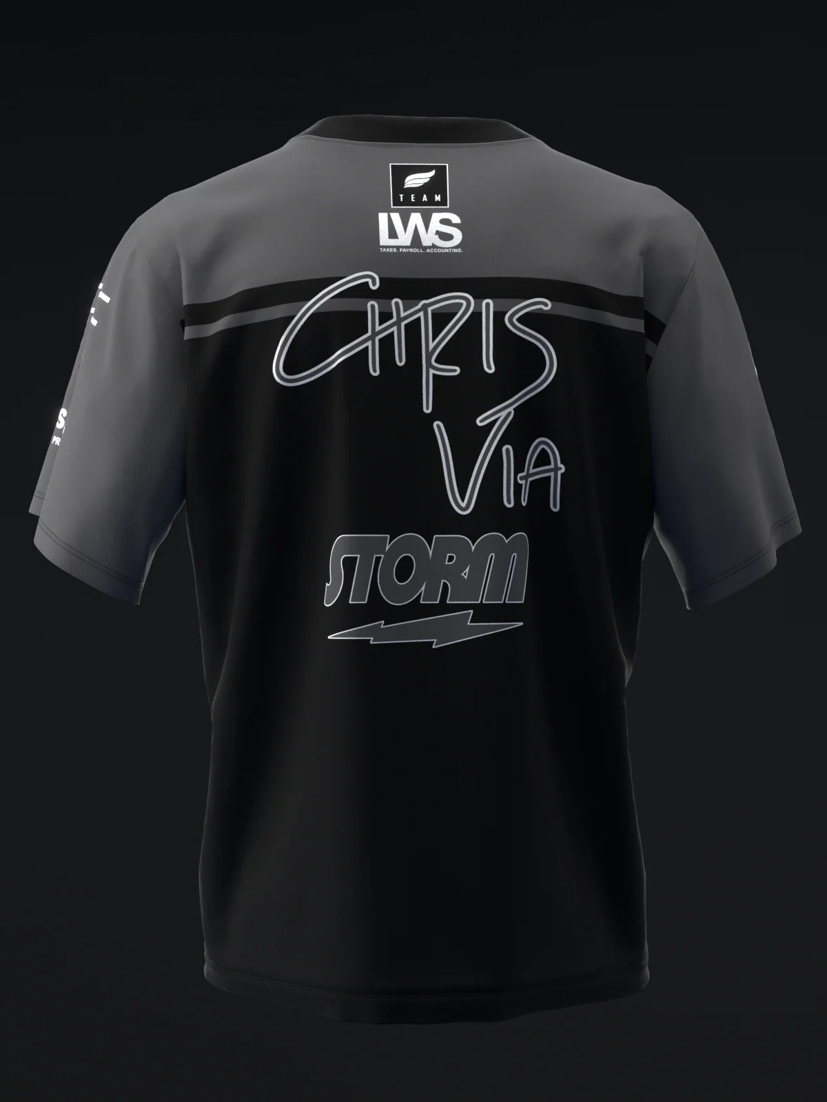 Chris Via 2025 - Stripe Black Charcoal - Bowling Jersey - Image 5
