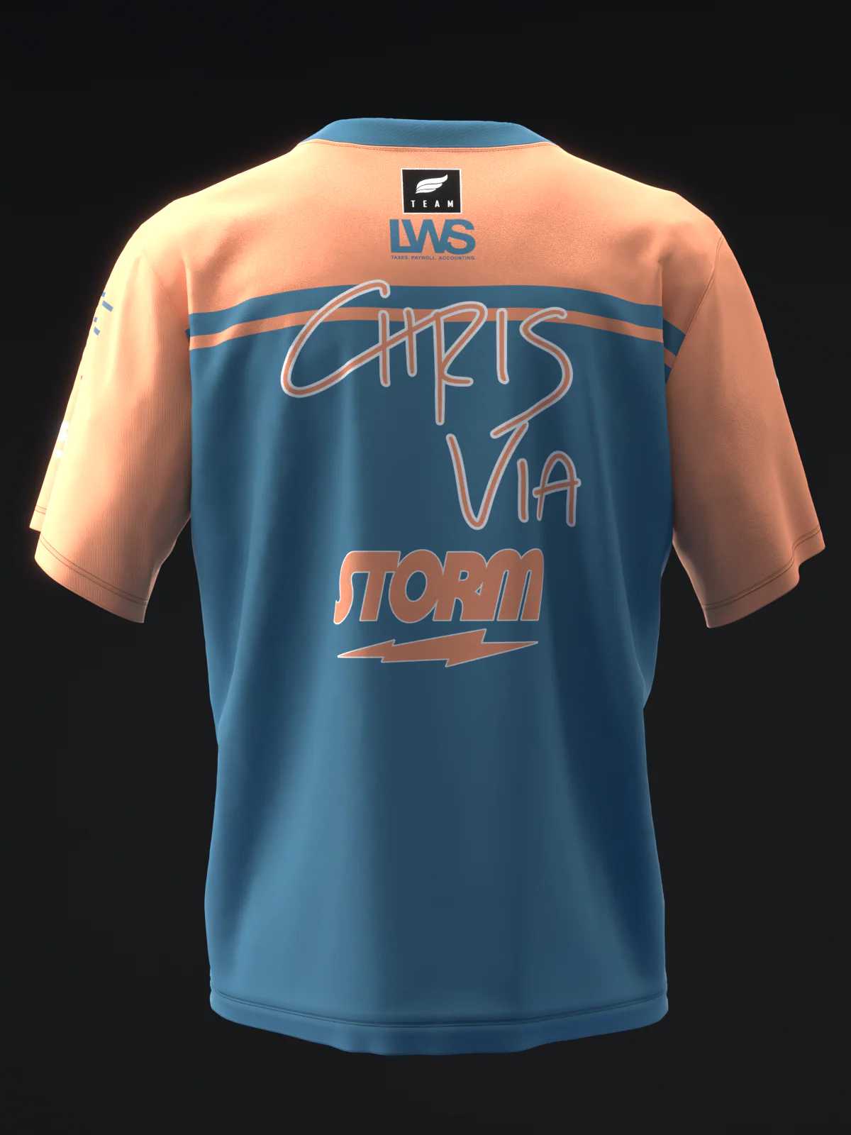 Chris Via 2025 - Stripe Peach Teal - Bowling Jersey - Image 5