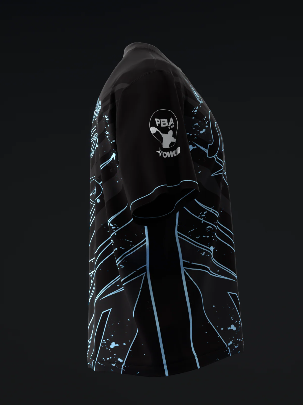 Darren Tang 2024 - Blackout Black Neon Powder Blue - Bowling Jersey - Image 4