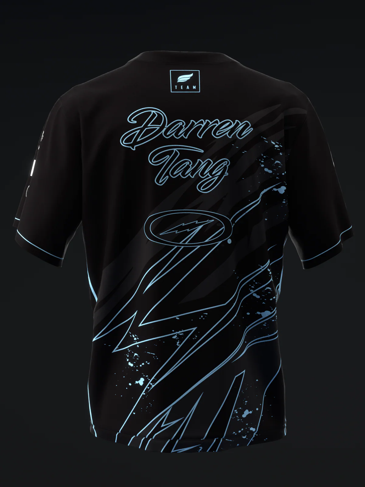 Darren Tang 2024 - Blackout Black Neon Powder Blue - Bowling Jersey - Image 5