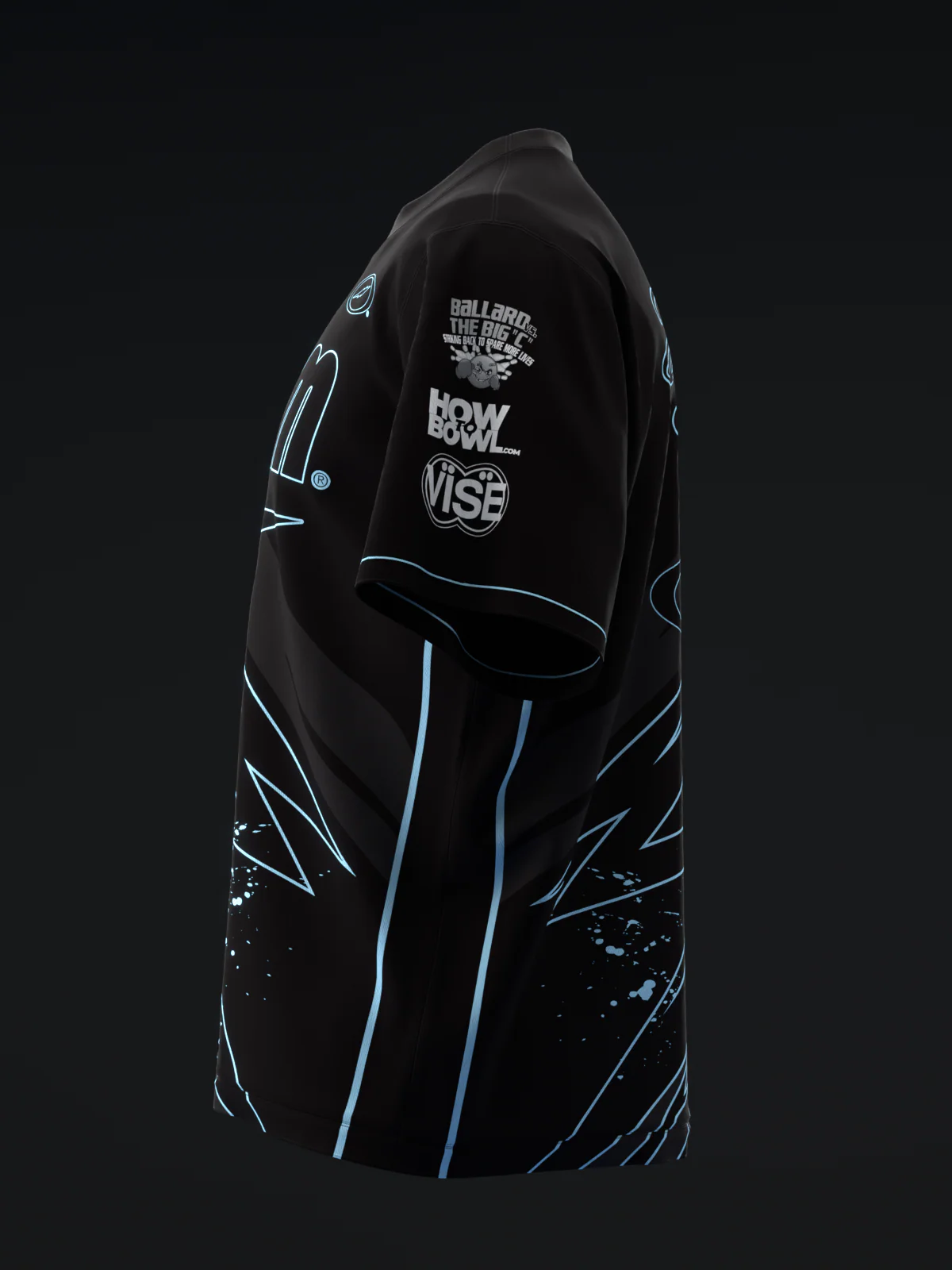 Darren Tang 2024 - Blackout Black Neon Powder Blue - Bowling Jersey - Image 6
