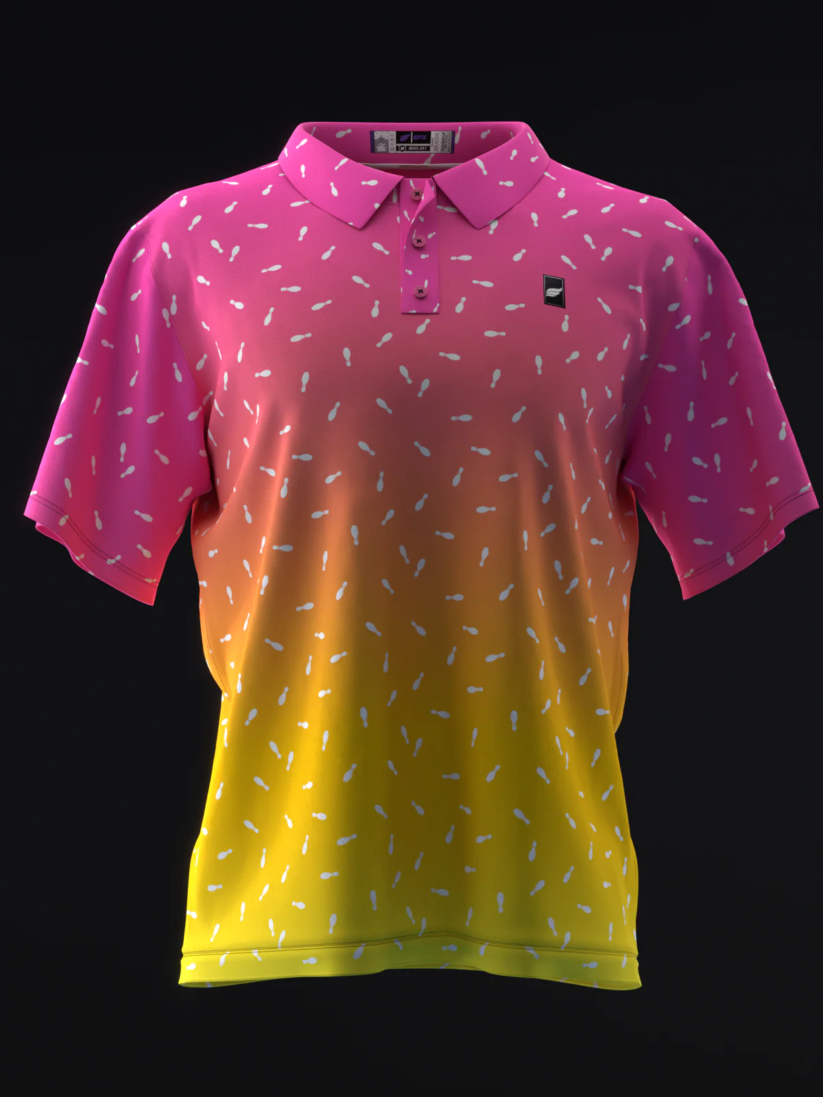 Fairways - Bowling Burst Neon Pink Gold - Bowling Polo - Image 2