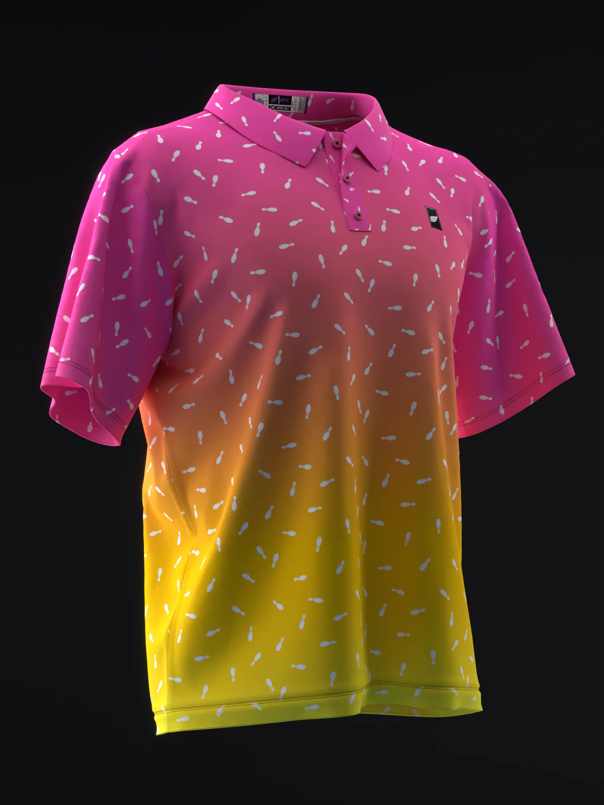 Fairways - Bowling Burst Neon Pink Gold - Bowling Polo - Image 3