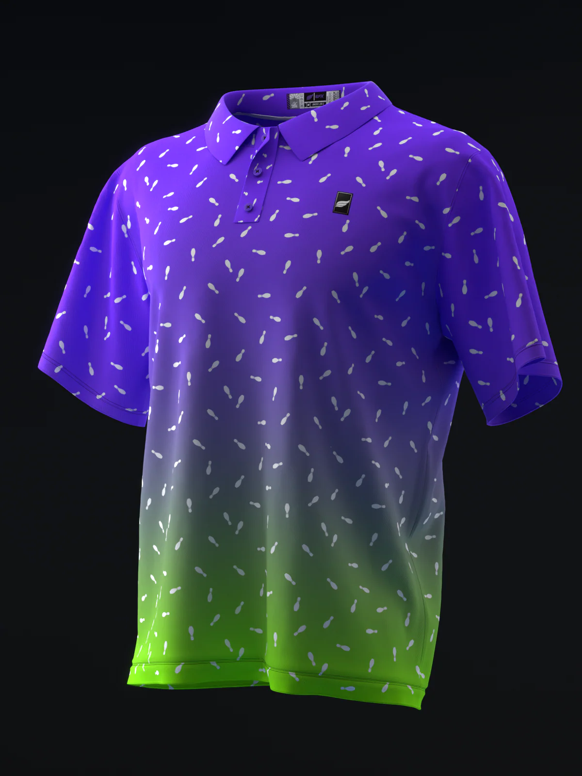 Fairways - Bowling Burst Neon Purple Green - Bowling Polo