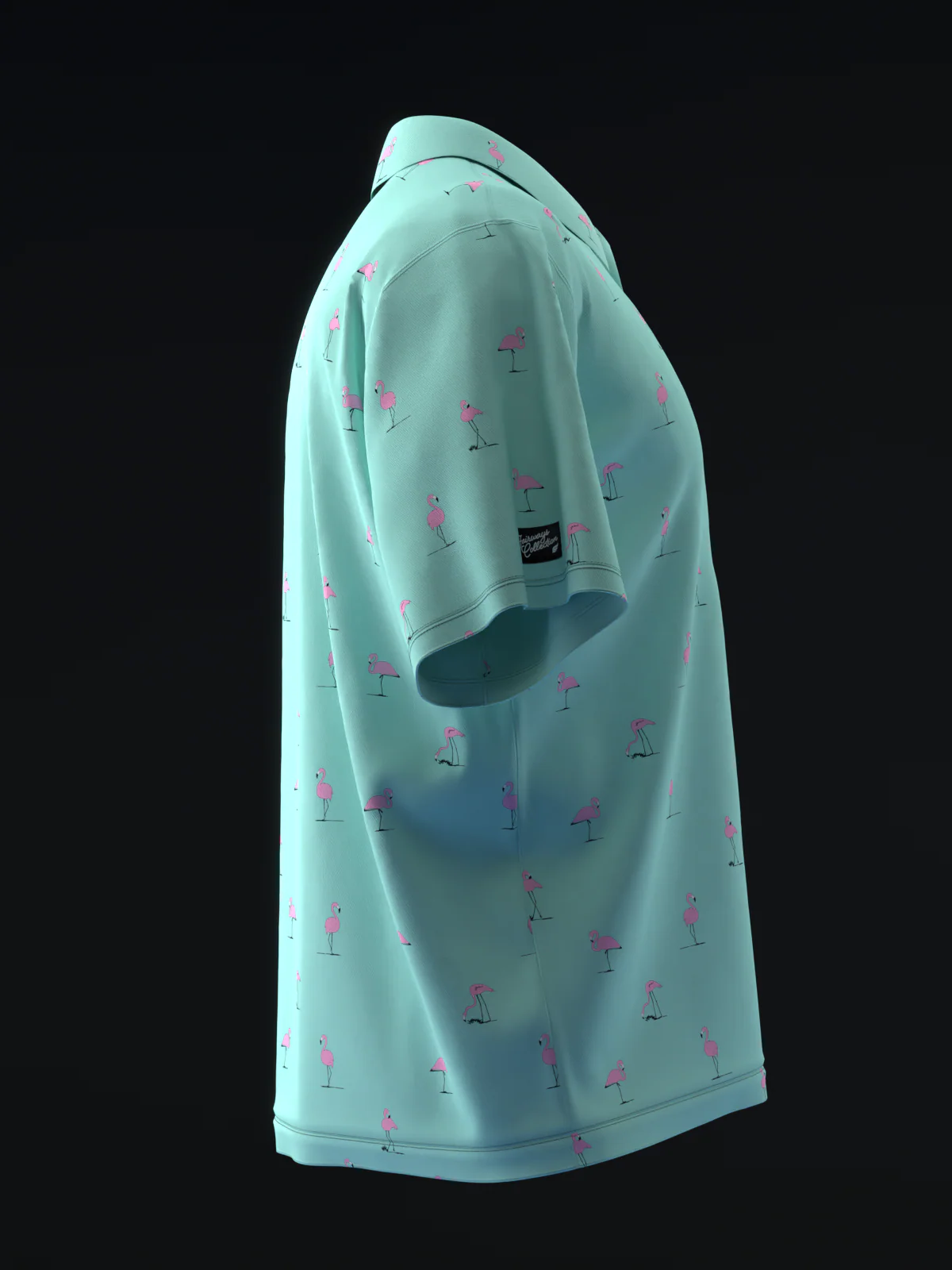 Fairways - Flamingos Neon Teal - Bowling Polo - Image 4