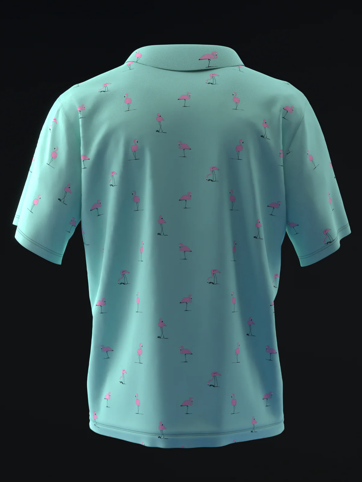 Fairways - Flamingos Neon Teal - Bowling Polo - Image 5