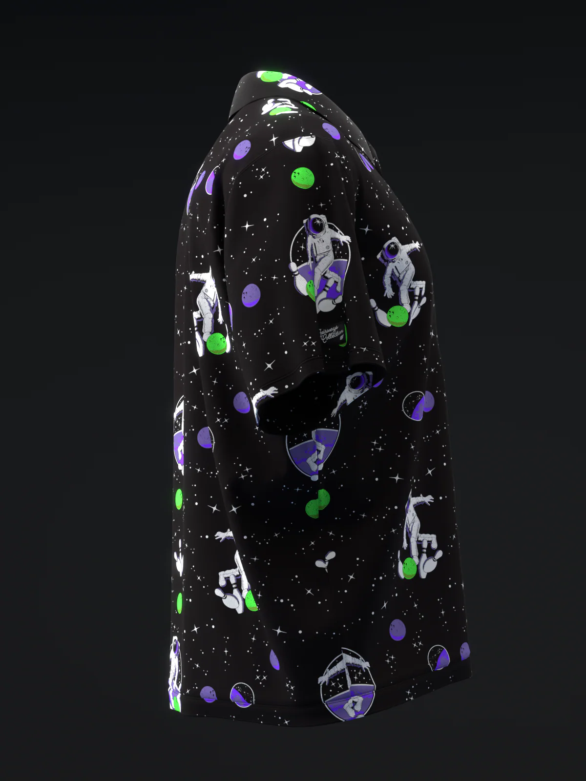 Fairways - Space Bowling Neon Green Purple - Bowling Polo - Image 4