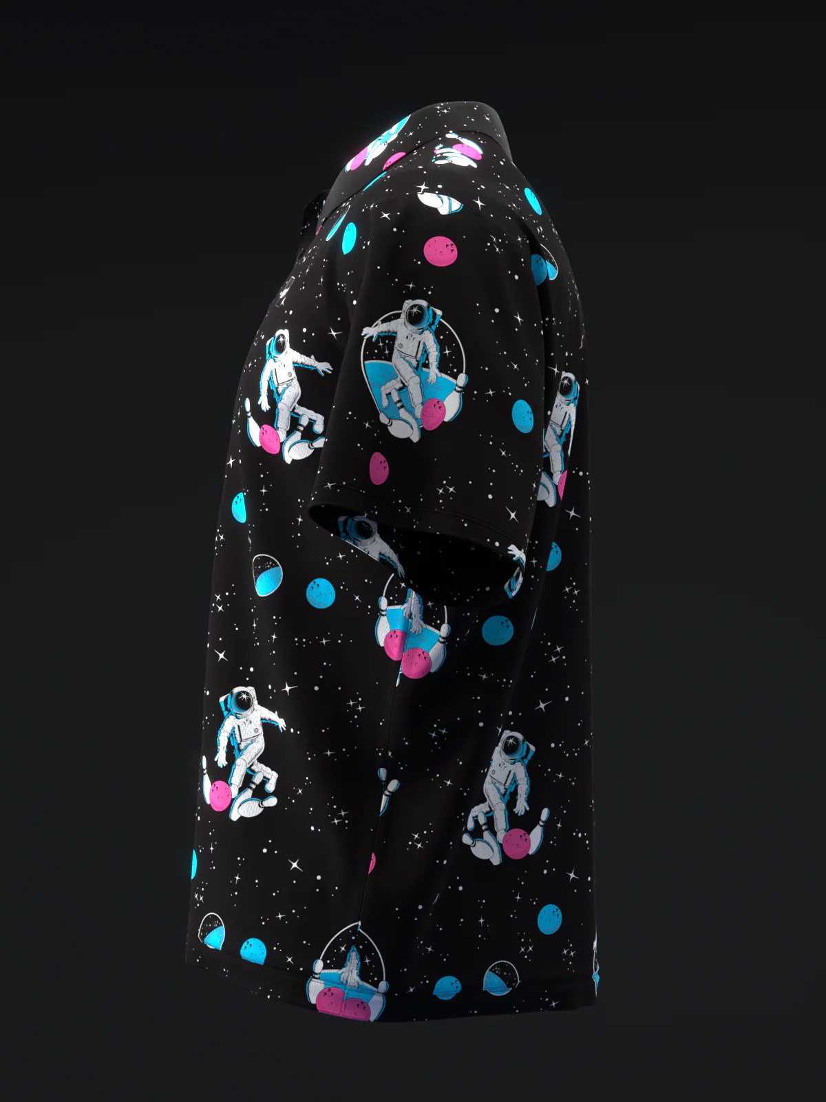 Fairways - Space Bowling Neon Pink Blue - Bowling Polo - Image 6