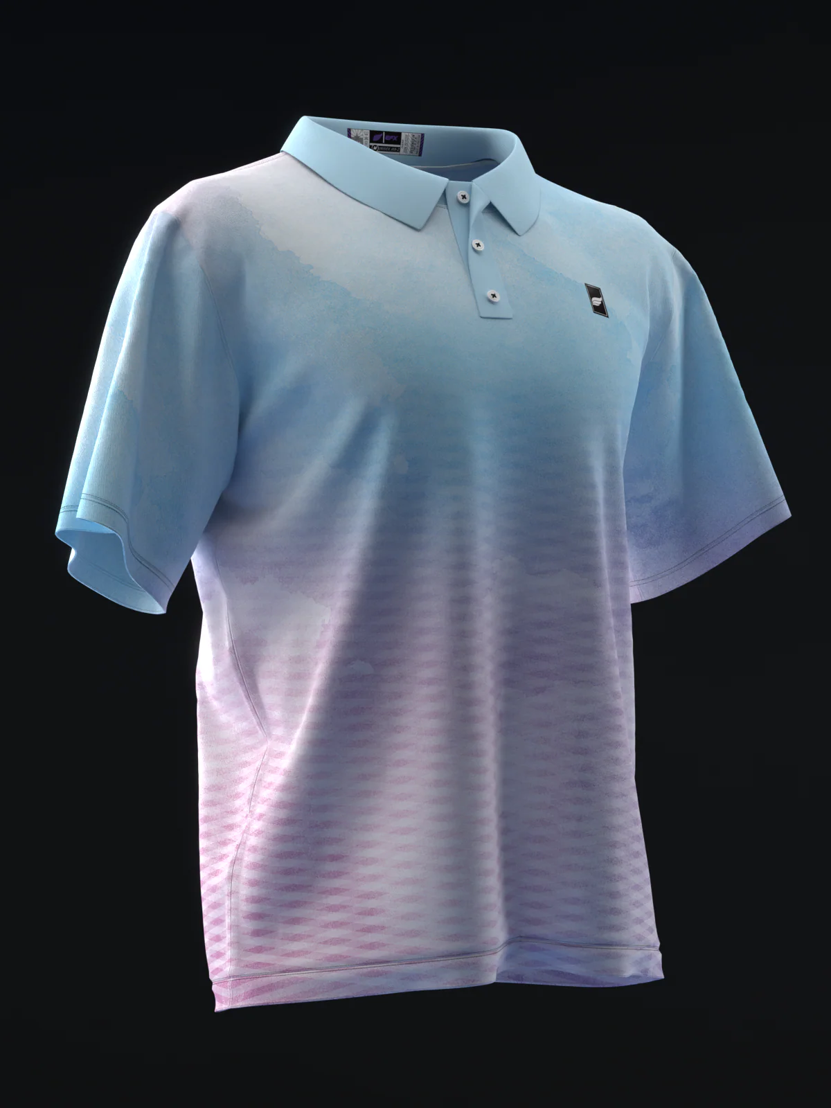 Fairways - Watercolor Pink Blue - Bowling Polo - Image 3