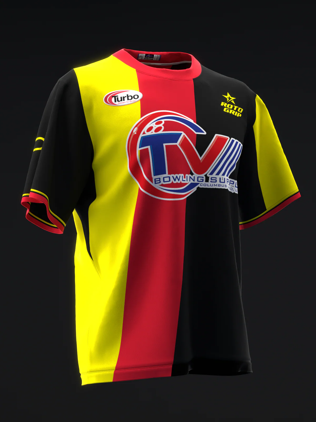 Michael Tang 2024 - Retro Stripes RYB - Bowling Jersey - Image 3