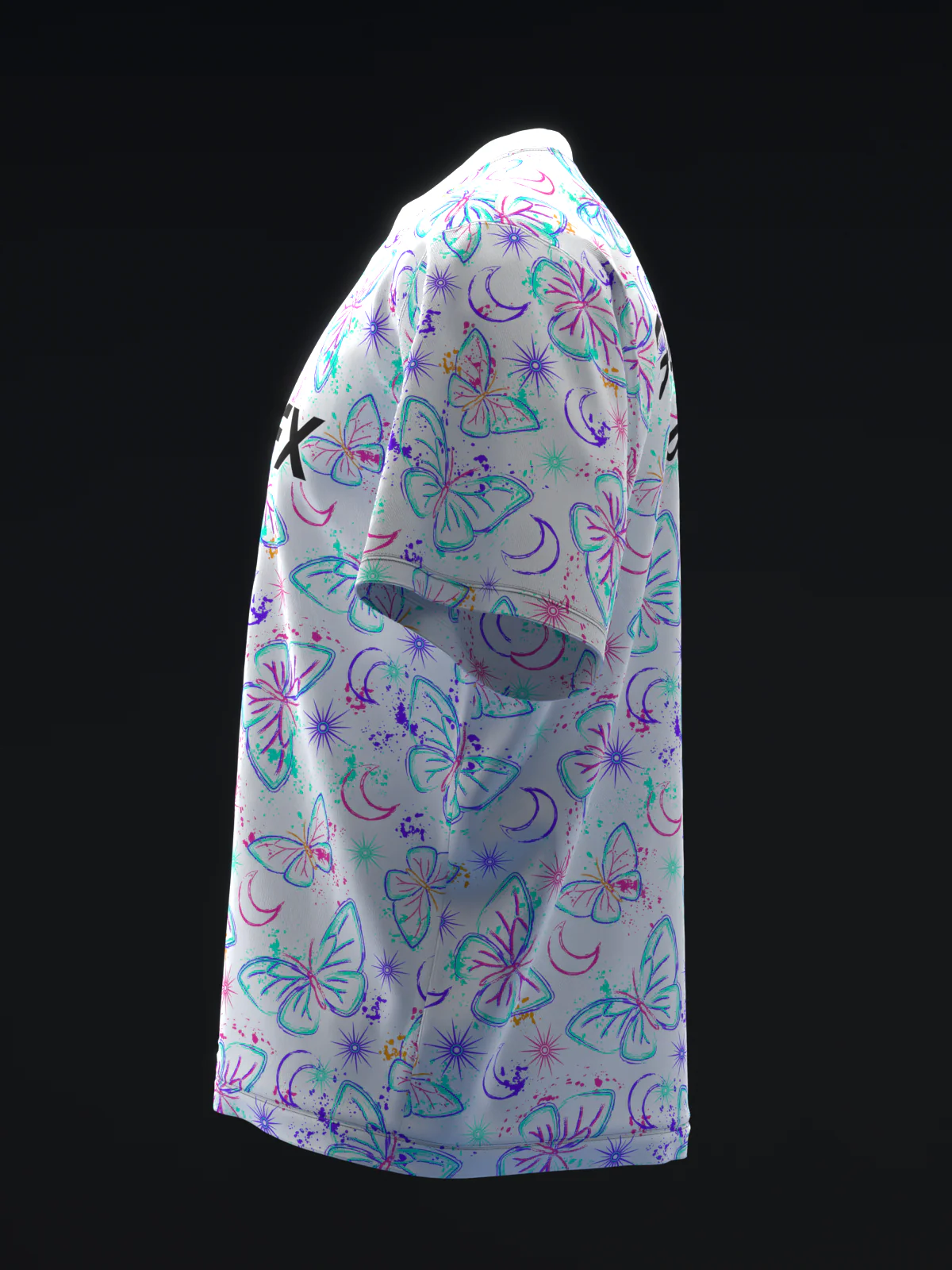 Neon Butterflies - White - Bowling Jersey - Image 6