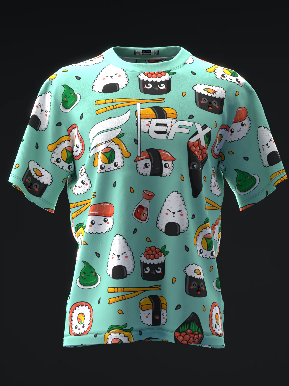 Sushi - Teal - Bowling Jersey - Image 2