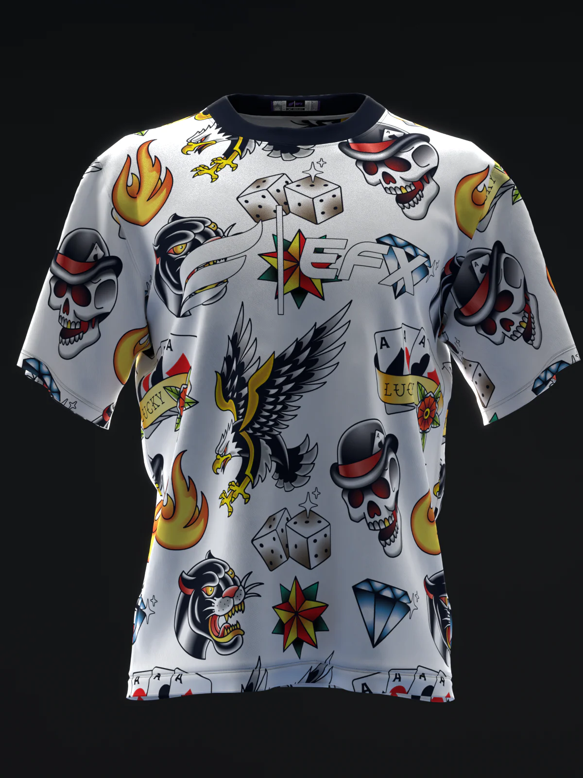Traditional Tattoo - White - Bowling Jersey - Image 2