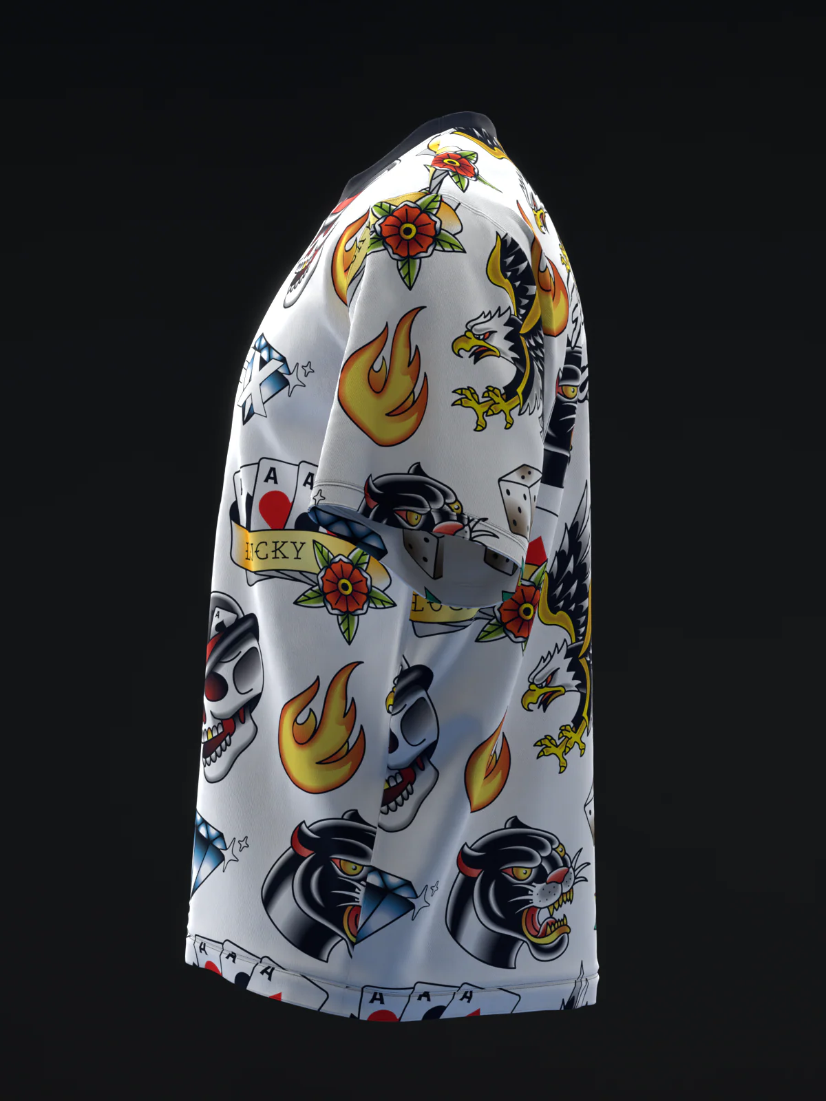 Traditional Tattoo - White - Bowling Jersey - Image 6
